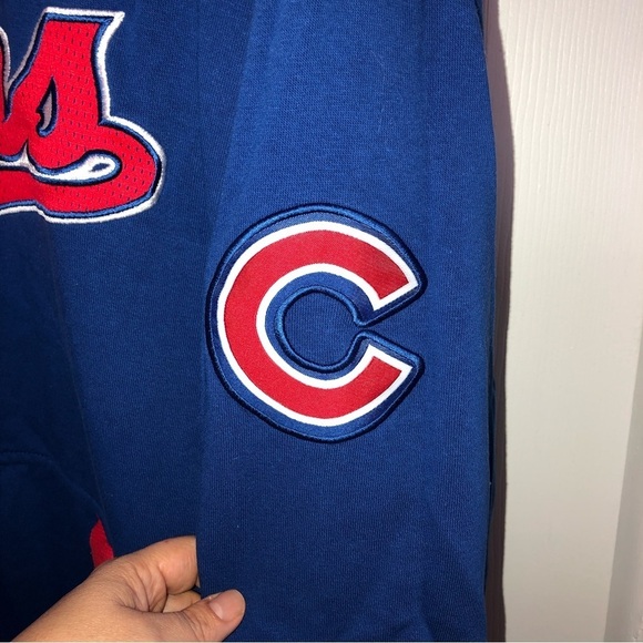 MAJESTIC CHICAGO CUBS Mens Blue Team Logos Hooded Pullover Sweatshirt - Picture 8 of 11